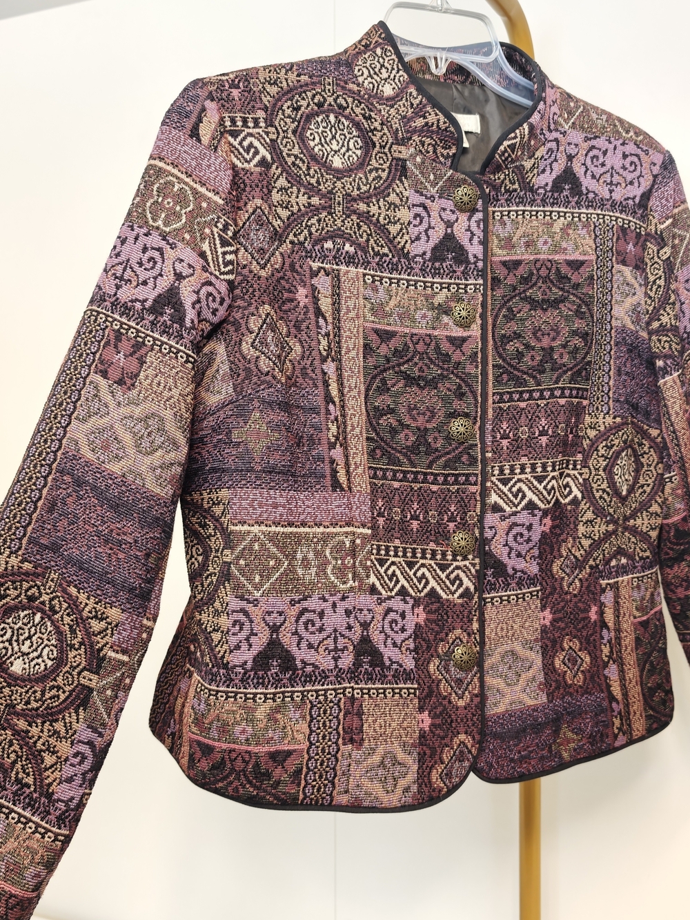 Christopher & Banks Vintage Purple Patchwork Tapestry Woven Jacket XL - Picture 3 of 12